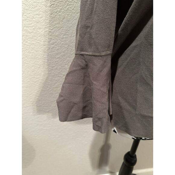 I-N-C Womens Cold Shoulder Bell 3/4 Sleeves Knit Olive Green Top Sz L - Picture 2 of 5